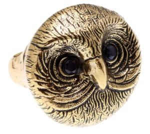 ANELLO ALCOZER & J GUFO CON OCCHI DI ZAFFIRO