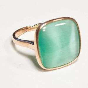 ANELLO MADI' IN ARGENTO 925 BEGNO ORO E PIETRA VERDE ACQUA
