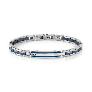 BRACCIALE NOMINATION UOMO STRONG COLLECTION 028325 030 in acciaio e ceramica con zaffiri