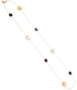 COLLANA MADI' IN ARGENTO 925 BAGNO ORO E PIETRE MARRONI, BEIGE, PESCA