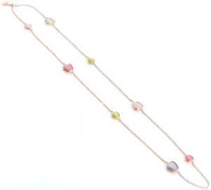 COLLANA MADI' IN ARGENTO 925 E BAGNO ORO CON QUARZI COLORATI