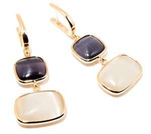 ORECCHINI MADI' IN ARGENTO 925 E BAGNO ORO CON QUARZI COLORATI