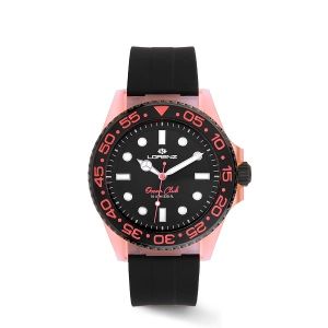 Orologio Lorenz uomo OCEAN CLUB Pink Lobster con cinturino in gomma, segnatempo per appassionati di immersioni