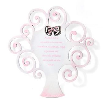 QUADRO ACCA ALBERO DELLA VITA ROSA CON PREGHIERA 592R.2