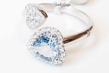 ANELLO DAVITE & DELUCCHI ACQUAMARINA TAGLIO CUORE