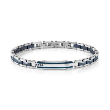 BRACCIALE NOMINATION UOMO STRONG COLLECTION 028325 030 in acciaio e ceramica con zaffiri