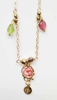 COLLANA GABRIELLA RIVALTA CON ROSELLINA DIPINTA A MANO