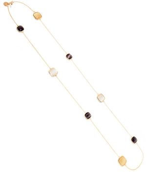 COLLANA MADI' IN ARGENTO 925 BAGNO ORO E PIETRE MARRONI, BEIGE, PESCA