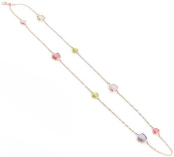 COLLANA MADI' IN ARGENTO 925 E BAGNO ORO CON QUARZI COLORATI