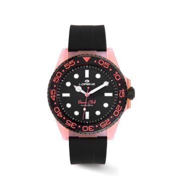 Orologio Lorenz uomo OCEAN CLUB Pink Lobster con cinturino in gomma, segnatempo per appassionati di immersioni
