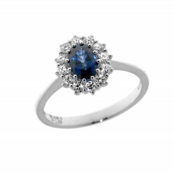 ANELLO DAVITE & DELUCCHI ZAFFIRO E DIAMANTI AA031600 ZF