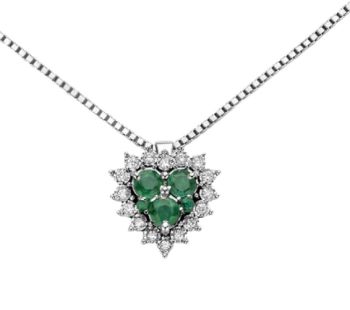 COLLANA DONNAORO CUORE CON SMERALDI DHPE9130.004