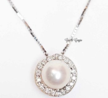 COLLANA SALVINI PERLA E DIAMANTI