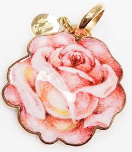 CIONDOLO ROSA GABRIELLA RIVALTA DIPINTO A MANO 